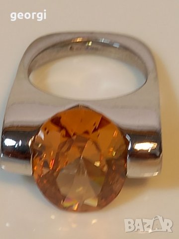 Масивен сребърен пръстен с цитрин, снимка 9 - Пръстени - 39627975