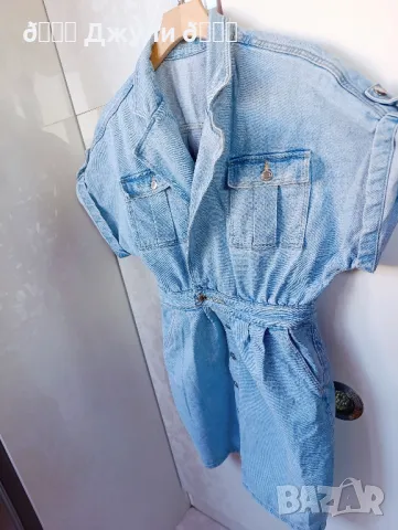 Рокля от светъл деним с джобове, снимка 5 - Рокли - 49391432