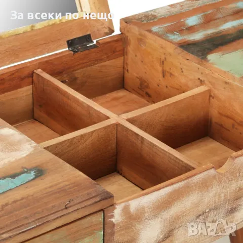 Тоалетка с огледало, 112x45x76 см, регенерирано дърво масив, снимка 9 - Тоалетки - 47711567