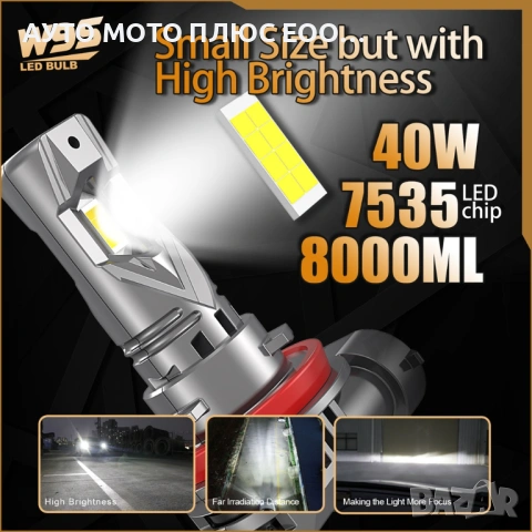 Комплект LED Диодни крушки H11/Н8 - 12/24V + 300% Светлина., снимка 4 - Аксесоари и консумативи - 53488334