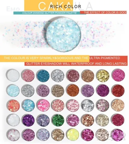 Палитра с 40 сенки за очи с блестящи частици, снимка 3 - Козметика за лице - 48163023