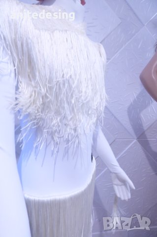 Бяла рокля с ресни за латино танци, снимка 16 - Детски рокли и поли - 44029662