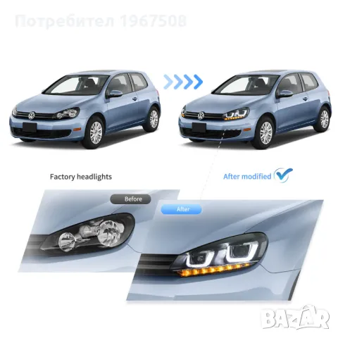 Комплект фарове с динамични мигачи за VW GOLF 6 2008 - 2012, снимка 6 - Части - 47488672