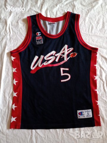 NBA Баскетболен потник САЩ Олимпийски шампион 1996 винтидж CHAMPION НБА с номер 5 GRANT HILL, снимка 1 - Баскетбол - 37340375