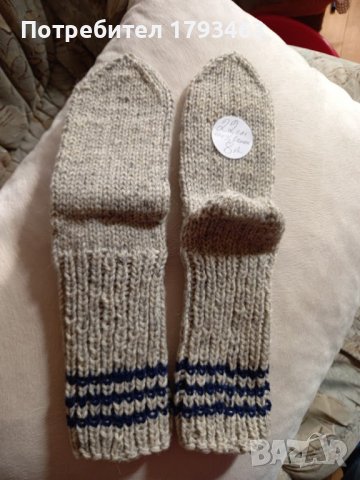 Ръчно плетени детски чорапи от вълна, ходило 22 см., снимка 2 - Чорапи - 39692372
