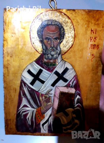 Икона "Свети Никола", Милена Чолакова, снимка 3 - Антикварни и старинни предмети - 39859841