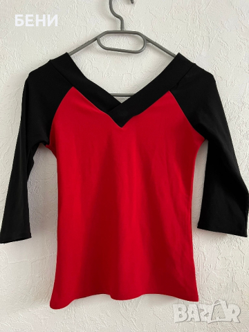 Дамска червена официална блуза , снимка 2 - Блузи с дълъг ръкав и пуловери - 44910480