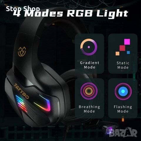 Геймърски слушалки Tatybo с микрофон за PC PS4 PS5 Xbox One Series X/S Switch, PS4 слушалки със супе, снимка 5 - Слушалки и портативни колонки - 39752782