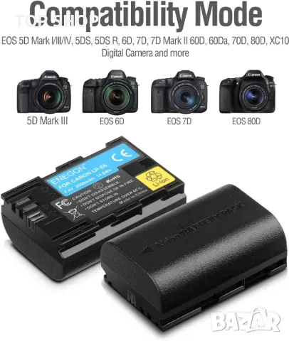 Батерии и зарядно за Canon ENEGON EOS ​LP-E6, снимка 3 - Батерии, зарядни - 48507986