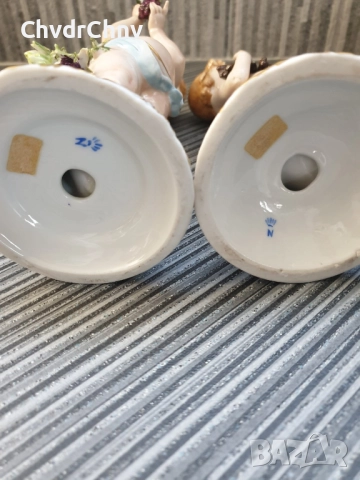 чифт2бр Capodimonte статуетки 20см/стари Каподимонте порцеланови фигури на голи ангели-херувими, снимка 11 - Статуетки - 52973233