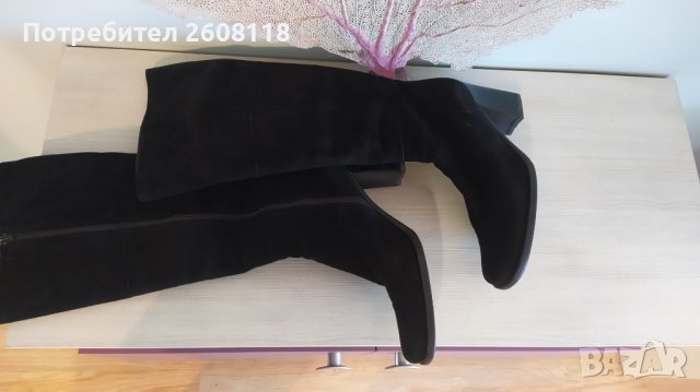 BALLY Folaga ботуши – черни, велур, до коляното №40, снимка 10 - Дамски ботуши - 38445539