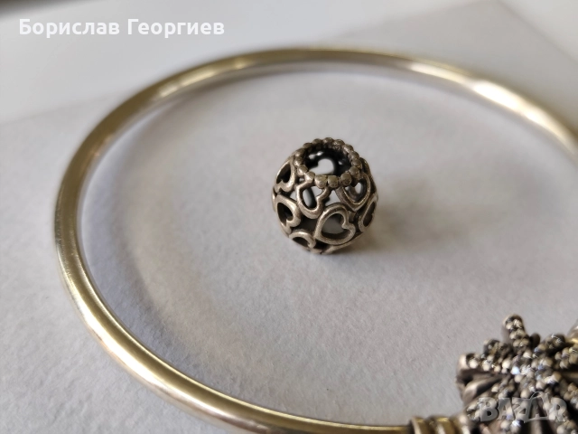 Твърда сребърна гривна Пандора pandora, снимка 4 - Гривни - 52882778