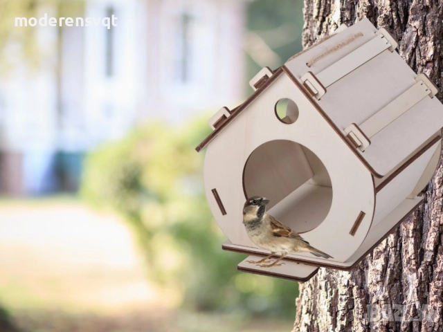 Дървена къщичка за птици гнездо за сглобяване , снимка 2 - Декорация за дома - 51922039