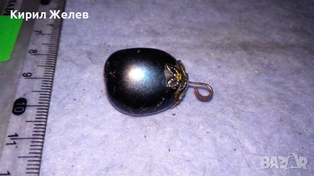 Старо СКЪПОЦЕННО РЕТРО МЕДАЛЬОНЧЕ ПОЛИРАН ЧЕРЕН ОНИКС 34524, снимка 4 - Антикварни и старинни предмети - 39072665