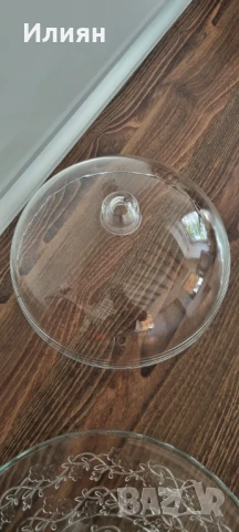 Стъклен поднос с капак/плато с капак на столче, снимка 6 - Аксесоари за кухня - 50453988