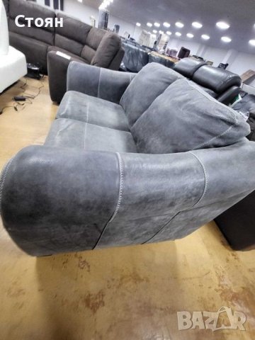 Сив кожен диван двойка "Galeria" - естествена кожа телешки бокс, снимка 7 - Дивани и мека мебел - 39711803