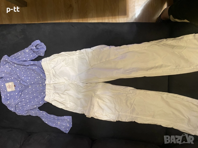 Риза на точки ,бял карго (панталон като нов), снимка 2 - Панталони - 52335828