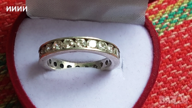 Сребърен пръстен халка с камъни