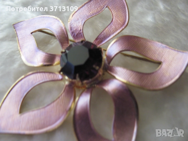 Красива брошка -цвете с полускъпоценен камък, снимка 3 - Други - 51644705