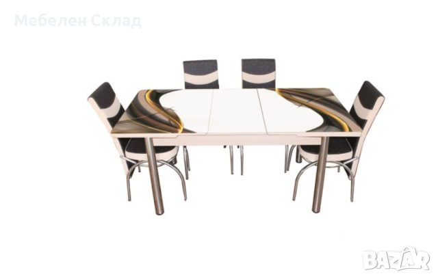 Трапезен комплект маса с 6 стола, снимка 1 - Маси - 44858894