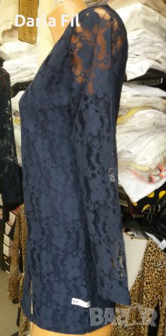 ТЪМНОСИНЯ дантелена рокля, снимка 2 - Рокли - 38739889