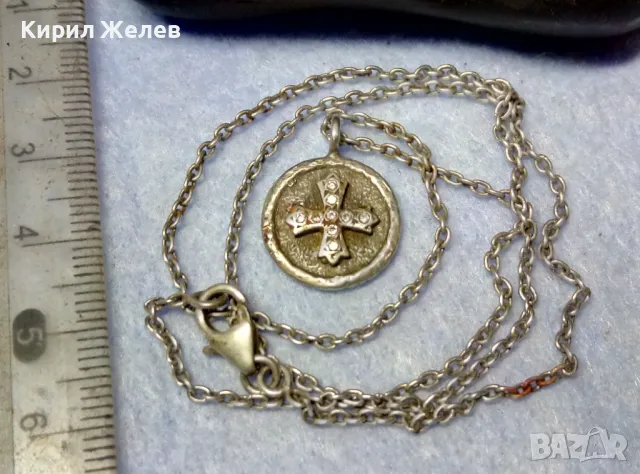 Стар ДВУСТРАНЕН РЕЛИГИОЗЕН СРЕБЪРЕН МЕДАЛЬОН КОЛИЕ СРЕБРО 925 РЪЧНА РЯДКА АРТ РАБОТА с ЦИРКОНИ 49923, снимка 10 - Антикварни и старинни предмети - 49346340