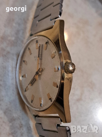 съветски позлатен часовник Poljot с метална верижка Полет , снимка 2 - Мъжки - 52668206