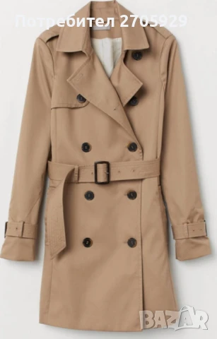 H&M класически тренчкот, размер 36/S, снимка 3 - Шлифери - 51124624