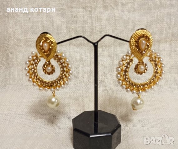 Индийски обеци с перли М12, снимка 2 - Обеци - 38678058