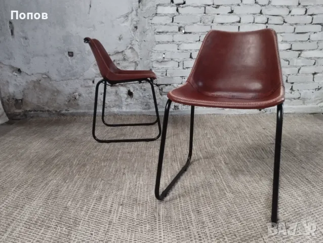 Винтидж кафяв кожен стол Kare, снимка 6 - Столове - 49157376