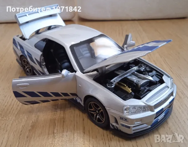 Количка Бързи и Яростни Nissan GT-R 34 Skyline, снимка 5 - Коли, камиони, мотори, писти - 49897578