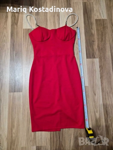 Червена елегантна рокля, снимка 3 - Рокли - 52868742