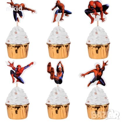 24 бр спайдърмен топери украса декорация за мъфини кексчета торта и парти рожден ден , снимка 3 - Други - 16859874