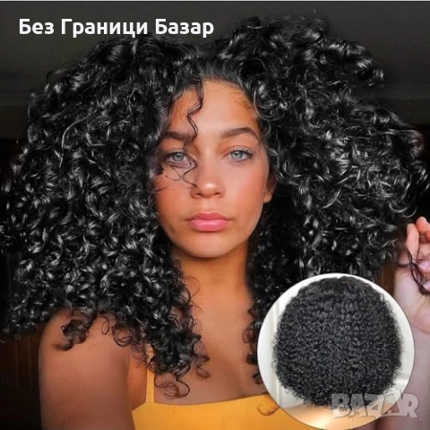 Нова Къса къдрава афро перука без лепило, естествен вид, дълбоки вълни, снимка 5 - Аксесоари за коса - 52163064