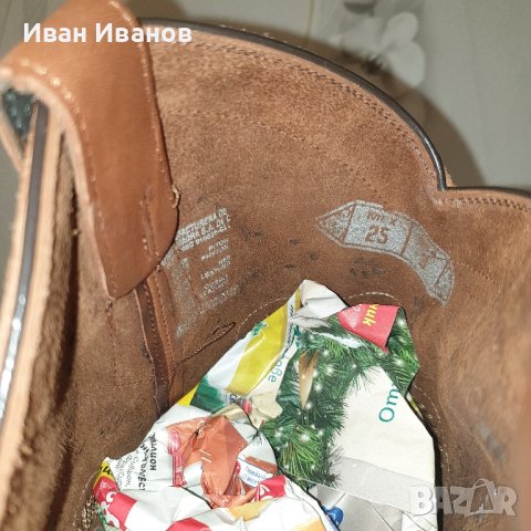 CUADRA  Уестърн ботуши от гравирана медена кожа на питон  номер 39, снимка 7 - Дамски ботуши - 43688086