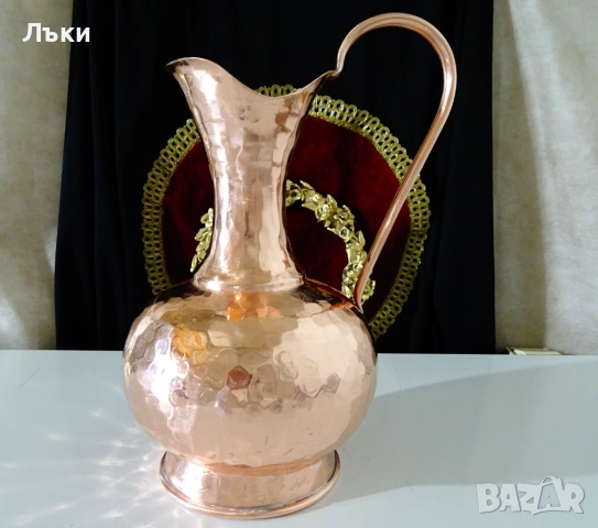 Медна кана за вино 2.5 л.,кована чиста червена мед. , снимка 2 - Антикварни и старинни предмети - 53296483