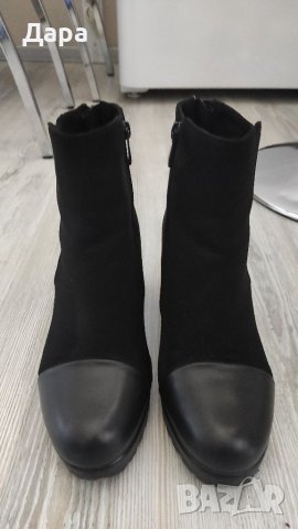 Дамски черни боти кожа и велур , снимка 9 - Дамски ботуши - 38089771
