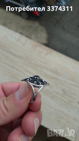 Сребърен пръстен с Натурални сапфири, снимка 2 - Пръстени - 43894354