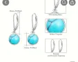 Сребърни обеци тюркоаз, снимка 3