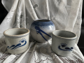 Саксия кашпа 3 бр синьо керамика Германия, снимка 1 - Саксии и кашпи - 44843510