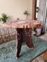 Стара красива антикварна масичка от тиково дърво с дърворезба , снимка 3