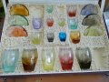 Бохемия чаши в куфар чешко цветно стъкло 