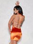 Оранжева рокля с камъни сатен, снимка 4