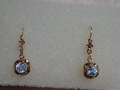 Златни обеци с Аквамарин ръчна изработка , снимка 2