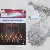 LED Завеса с коледни звезди, снежинки и елени, снимка 3 - Декорация за дома - 43074356