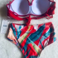 Нов бански комплект бриджитка бикина висока талия червен , снимка 2 - Бански костюми - 28587864