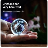 3D Прозрачен орнамент Делфини в кристална топка 60 мм + стойка орнамент, снимка 3 - Статуетки - 43147806