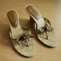 Летни дамски обувки – нови, имитация на корк, с платформа, беж, снимка 6 - Дамски ежедневни обувки - 27594353