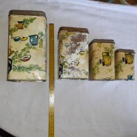 Стари ламаринени, метални кутии - комплект 4 броя   -2, снимка 2 - Антикварни и старинни предмети - 28709216