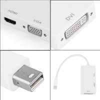 3в1 адаптер Mini Display Port / Thunderbolt към  HDMI - DVI -  VGA, снимка 2 - Кабели и адаптери - 34848046
